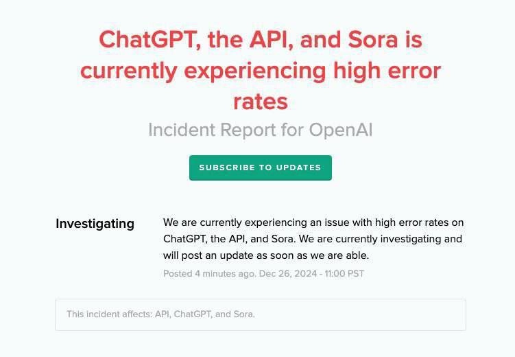 ChatGPT не работает — что известно о сбое